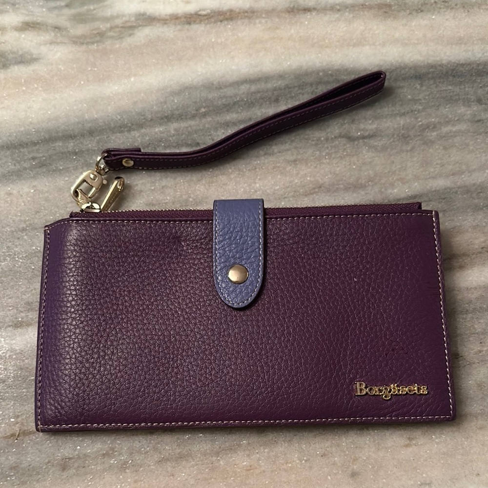 BORGASETS LEATHER FOLDED WALLET/wristlet